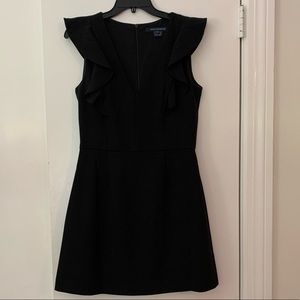 French Connection whisper ruffle v neck dress